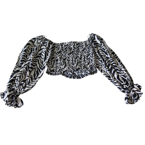 ELOQUII ELEMENTS Women's Smocked Cropped Animal Print Top Plus Size 14/16 - Picture 8 of 10